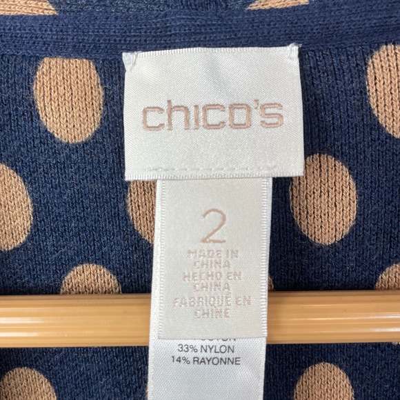 Chico's Cardigan Duster Womens 2 Large Long Line Open Front Sleeveless Tan Blue - Picture 2 of 13